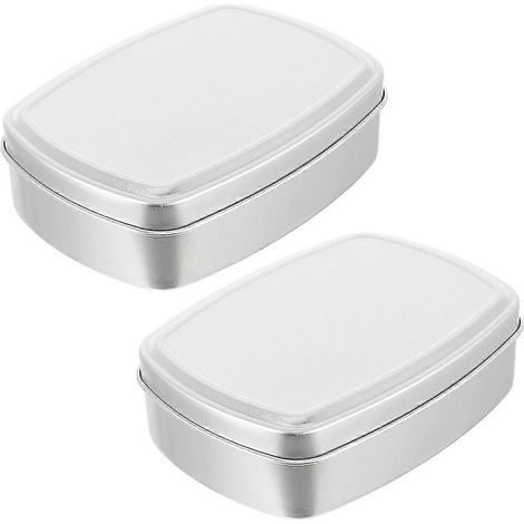 Lot de 2 porte-savons anti-poussière de 120 ml avec couvercle.-9.50X7.00X3.00CM-Silver