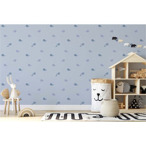 TADESSI  Tapete Kinderzimmer  M1-No.763  Vliestapete  Blau  Grau  Tapete mit Tieren  Jungenzimmer  Mädchenzimmer (1/5)