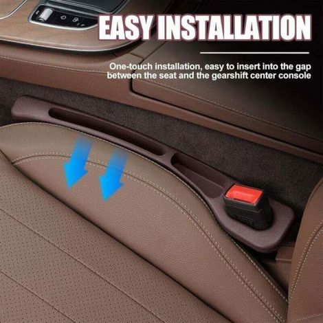 Combleur d'espace siège voiture - - Lot de 2 - Cuir PU haute qualité - 41×3,3×6,5 cm - Marron (1/4)