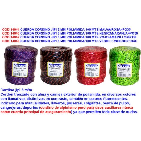 Cordino Jipi Corda 3 mm Poliammide 100 metri Rosso Giallo PO36