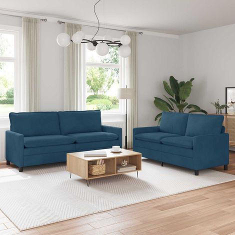 vidaXL Sofa Set 2 pcs Blau Samt (1/5)