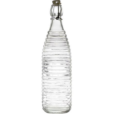 1-Liter-Glasflasche mit Streifenmuster und Schnappverschluss (1/5)