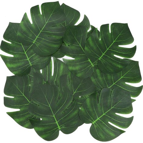 12 feuilles de palmier tropicales artificielles, feuilles vertes simulées, accessoires pour guirlande DIY (12 feuilles de palmier)
