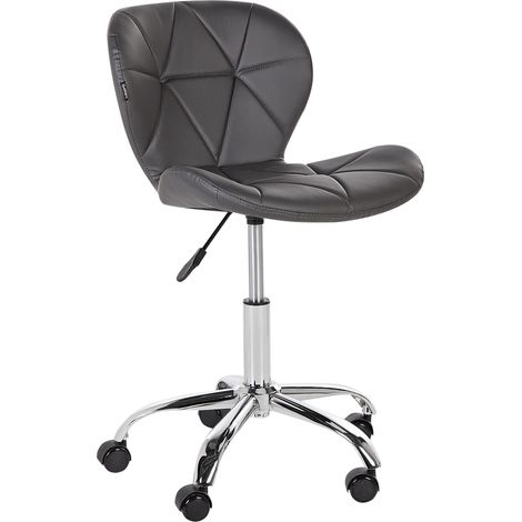 Fauteuil de Bureau Pivotant Réglable Base Argentée Siège en Cuir PU Gris Graphite Valetta