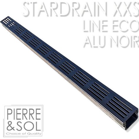 Caniveau XXS MINI L 6,5 cm Grille aluminium NOIR - StarDrain - LINE ECO - Caniveau de 100 cm