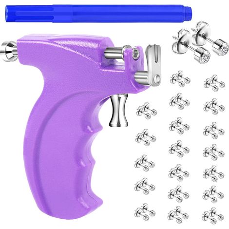 Kit professionnel de piercing d'oreille avec 20 paires de clous d'oreilles pour une utilisation en salon et à domicile, convient pour le piercing des oreilles, du nez et des lèvres. (1/5)