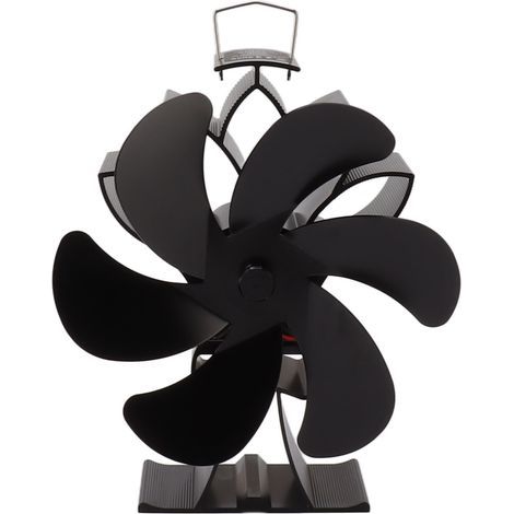 Heat Powered Stove Fan 6 Blade Aluminum Alloy Low Noise Wood Stove Fireplace Fan for Home Log Burning Stove Black (1/5)