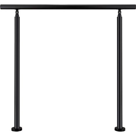 Garde-corps 100cm noir, 1 main courante, sans traverses, inox 201, intérieur et extérieur, design moderne - kit complet