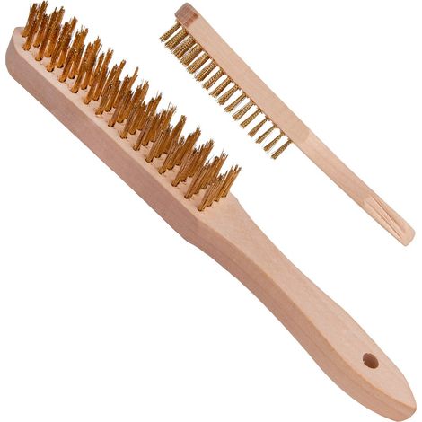 Spazzola metallica gialla antiruggine a 4 file in legno (12/120) (1/5)