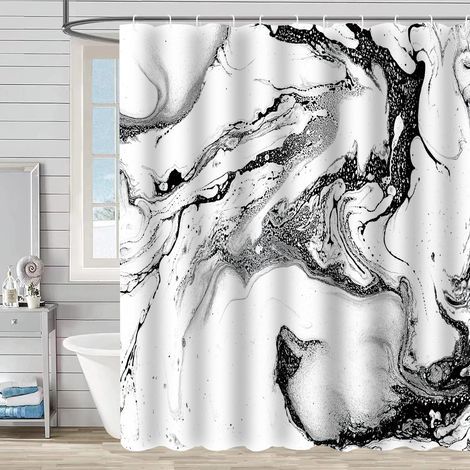 Tenda da doccia colorata effetto marmo, tenda da bagno astratta, set tenda da doccia con 12 ganci, decorazione bagno, 5 misure 306 (1/2)