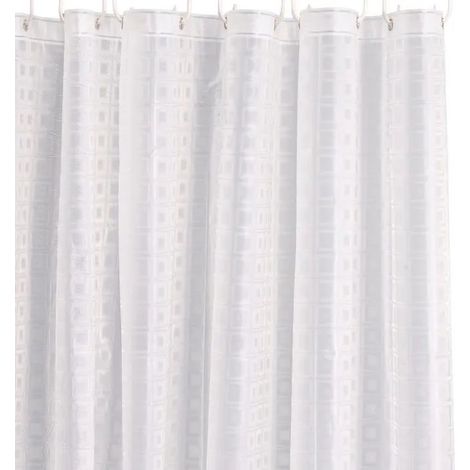 Rideau de Douche Translucide Imprimé en PEVA avec 12 Anneaux Inclus - Longueur 180 x Hauteur 200 cm (1/2)