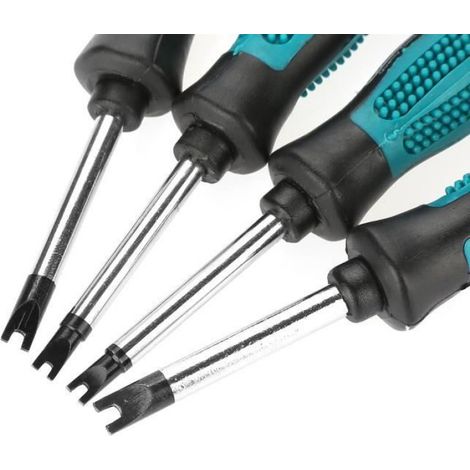 Tournevis U - 4 Pièces - Embouts Fourche M1,7 M2,0 M2,3 M2,6 x 75 mm - Manche PP Antidérapant 80 mm - Magnétique - Usage Industriel et Domestique (1/3)