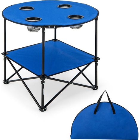 Faltbarer campingtisch mit getrankehaltern tragetasche 2 stockiger angeltisch picknicktisch