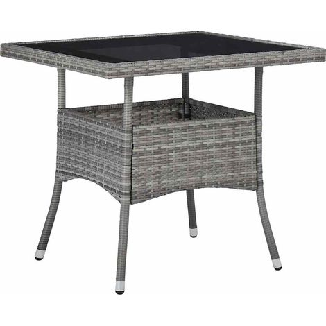 Maison Exclusive - Set Mobili da Pranzo da Giardino 3 pz Grigio Polyrattan e Vetro (1/5)