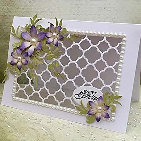 Matrices de découpe pour la fabrication de cartes, pochoirs pour bricolage, scrapbooking, album photo, gaufrage, papier décoratif pour la fabrication de cartes (fond de cadre grillagé) (1/5)