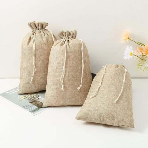 Lot de 12 sacs en jute, sacs en tissu, sacs cadeaux, sacs pour calendrier de l'Avent (marron) (1/3)