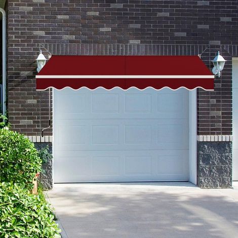 Ombre modulable pour balcon et patio, store banne 295 x 250 cm, manivelle longue, toile anti-UV rouge bordeaux (1/5)