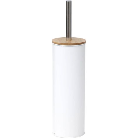 Brosse wc metal couvercle bambou - blanc - Tendance (1/2)