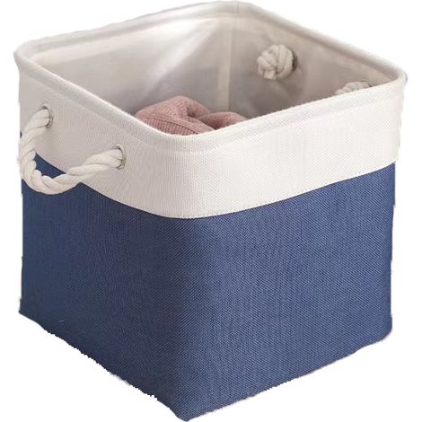 Panier de rangement avec bleu de couleur épissée, panier de rangement de bureau, 333333cm, blanc pliable (1/5)