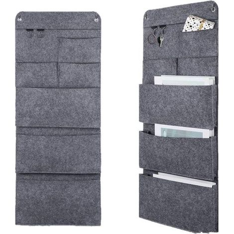 Borsa portaoggetti in feltro a 6 scomparti da appendere - Organizer pieghevole da appendere a porta/parete - 32x5x80 cm (1/5)