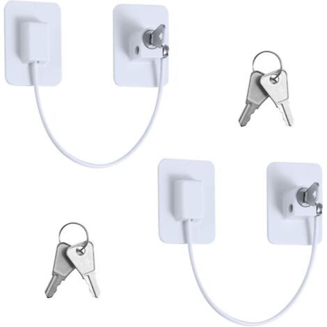 FENOPLASTICA2 Pcs Securite Fenetre Enfant, Serrures Protection Fenetre Enfant avec 4 Clés, Forte Adhésif Serrure Frigo pour Bloque Porte Placard Armoire Tiroir Laveuse (1/4)