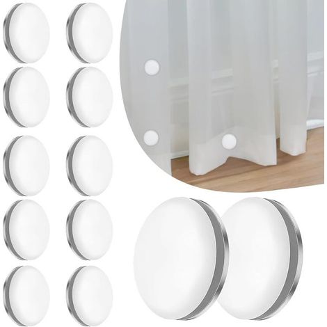 12 pesas reutilizables para cortinas de ducha de exterior, pesas magnéticas redondas para cortinas de ducha, ideales para manteles, banderas y cortinas de exterior (blancas) (1/5)