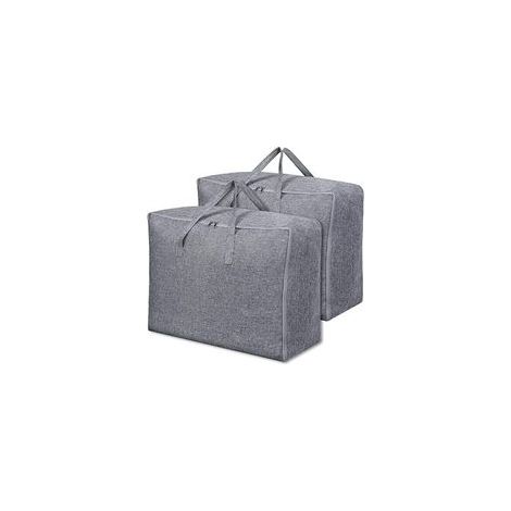 Lot de 2, Sac de Rangement pour Couette en épais, Sac Rangement Vetement Sous Lit Housse Rangement Couette avec Poignée Renforcée pour Édredons Couvertures Oreillers Vestes, 70cmx50x30cm,105L