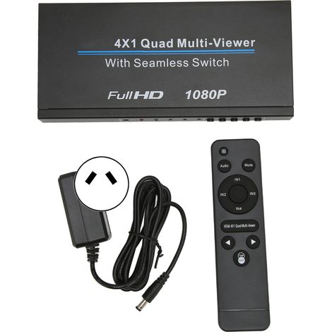 Multiviseur HDMI 4x1 4 entrées 1 sortie 1080P avec télécommande IR, multiprise HD 110-240V prise AU (1/5)