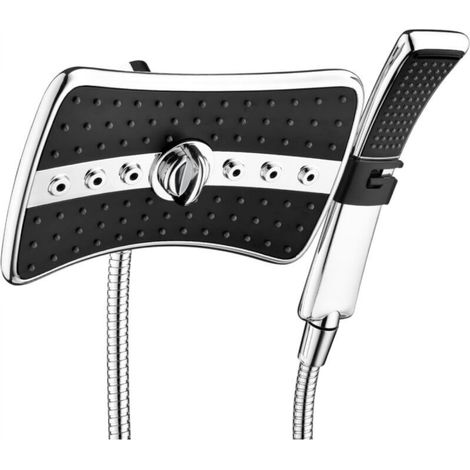 Combined high-pressure dual hand shower with rain effect, black finish (1/5)