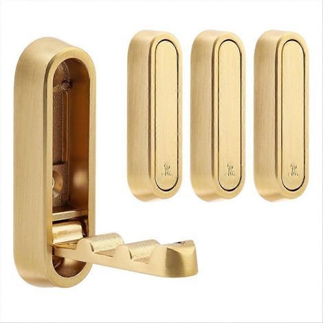 Set mit 4 goldenen, klappbaren Wandhaken, klappbare Metallhaken für Badezimmer, Küche, Schlafzimmer (1/5)