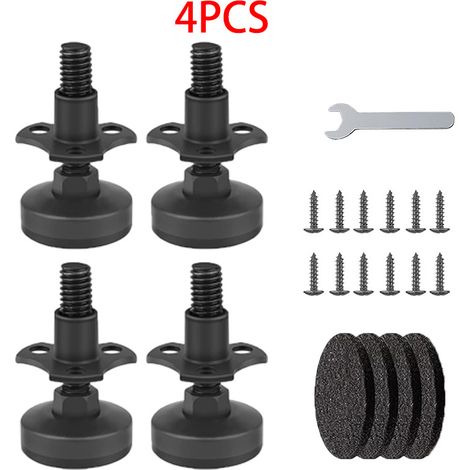 Set di 4 piedini di livellamento per mobili, da 3/8"-16, con dado a T e cuscinetti resistenti, supporta fino a 600 kg, per tavoli, armadi, banchi da lavoro e protezione dei pavimenti interni.