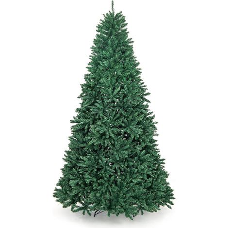 COSTWAY Albero di Natale 180/225/275 cm, Albero di Natale Artificiale con 1355/2254/3594 Rami e Base in Metallo, Albero di Natale Realistico e Denso per Casa, Ufficio e Negozio, Verde (275 cm) (1/5)