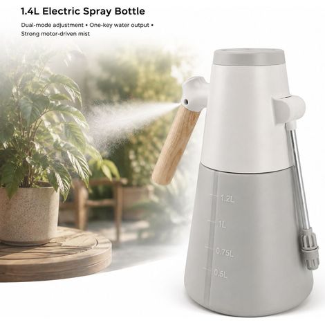 Spruzzatore elettrico da 1,4 litri - Bottiglia per irrigazione automatica portatile - Potente getto per giardino e pulizia (1/5)