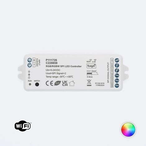 Controlador Regulador Wifi Tira LED Digital SPI RGB/RGBW compatible con Mando RF  RGBWIC
