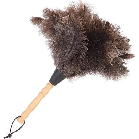 Straußenfederpulver, echte Federn, antistatisches Federpulver mit Holzgriffen, Reinigungswerkzeug für Büro, Zuhause, Wohnzimmer, Regale, Tastatur, 35 cm