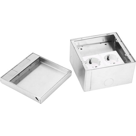 Prise de Courant Encastrée au Sol, Boîte de Prise électrique Utile au Sol, Boîte électrique Compacte à Prise Duplex Encastrée avec Couvercle, Double Norme Européenne (1/5)