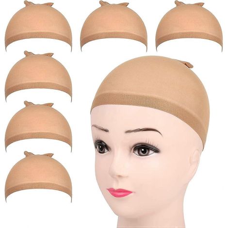 Lot de 6 bonnets de perruque réutilisables en nylon, légers et respirants, pour femmes portant des perruques à lace front, convenant à différentes tailles de tête et longueurs de cheveux. (1/5)