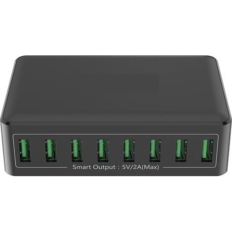 40/60W 8 Ports USB Chargeur Rapide HUB Charge Rapide Intelligente Multi USB Station De Charge Téléphone Portable Bureau Maison Sécurité Rapide(Black 40W) (1/5)