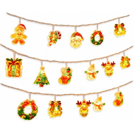 Guirlande Lumineuse de Noël Bonhommes de Neige en Acrylique, USB, 20 LED, Décoration Vitrine et Magasin (1/5)