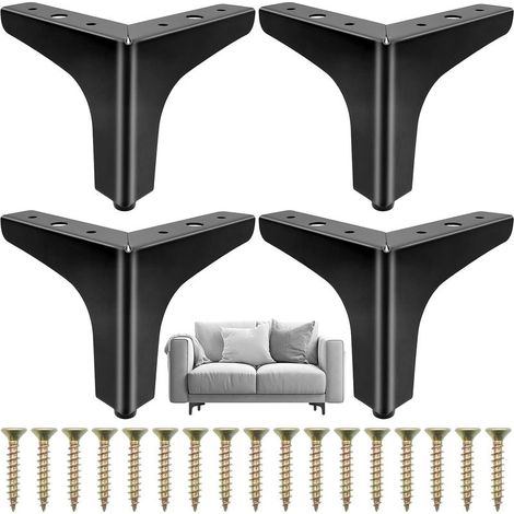 Pieds de Meubles Métal Noir 4 Pièces Pieds de Canapés de Remplacement pour Projets DIY, Canapé, Table basse, Placard (10cm)-Fei Yu (1/5)