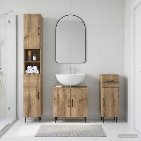 vidaXL 3 Piece Bathroom Cabinet Set HAARLEM Artisan Oak (1/5)