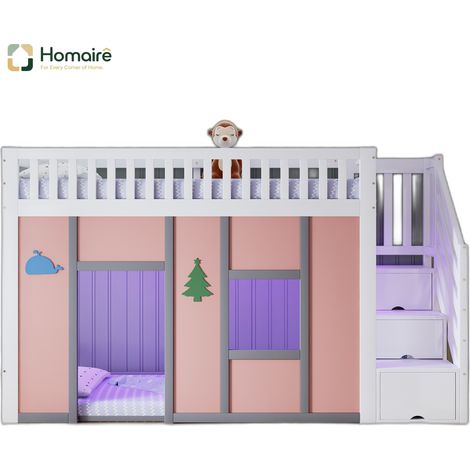 Mehrfarbig Bettgestell und MDF 252.5 x 95 x 142 cm aus Massivholz mit Stauraum HOMAIRE (1/5)
