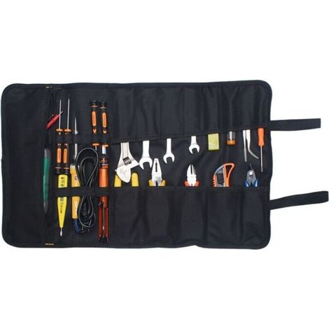 Portable 22 Poches Trousse à Outils Vide, Sacoches Porte-Outils, Organiseur à Outil, Sac/Etui/Pochette Toolkit Enroulable en Tissu Oxford 600D (sans outils) Noir,de DEBUNS (1/5)