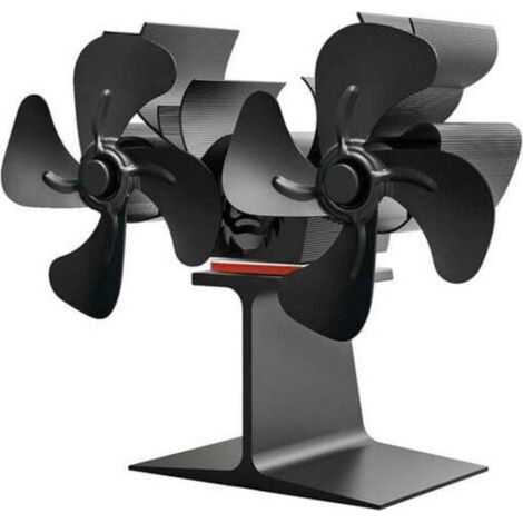 Ventilateur de cheminée, ventilateur thermique double tête pour poêles à bois, ventilateur de Noël à 8 pales en forme de renne, noir, 20 x 9 x 17 cm