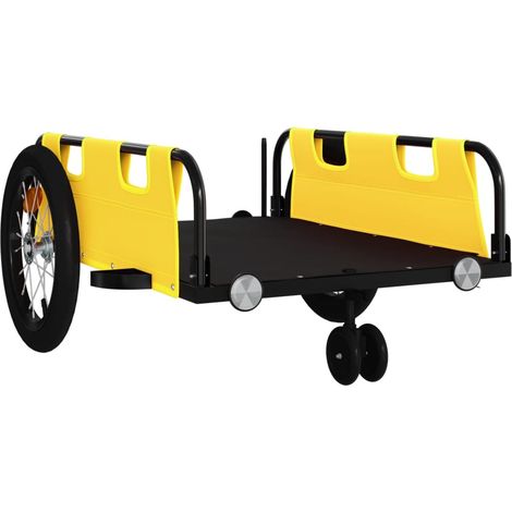 Remorque chariot transport de vélo tissu oxford fer jaune (1/5)