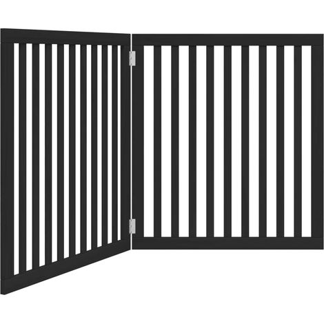 Barrière de sécurité pour chien animaux de compagnie 80 x 90 x 2 cm pliable 2 panneaux bois de peuplier noir