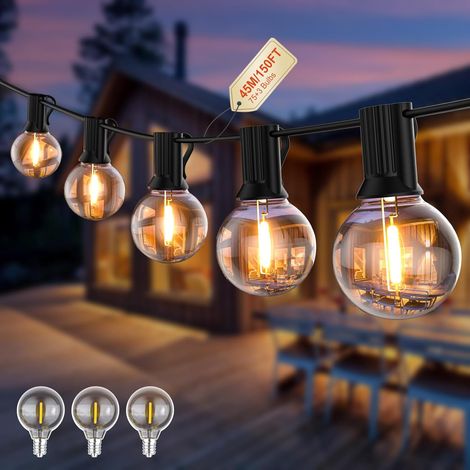 Guirlande Lumineuse Exterieur G40 60M LED Guirlande Lumineuse Exterieur Interieur, Electrique avec Prise 100 Ampoules Incassables, Network Exterieur Eclairage pour Terrasse, Cour, Balcon