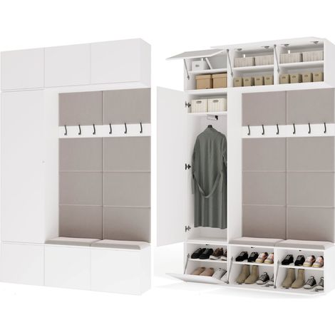HAGA III 1Sz2W - 1x Armario + 2x Barra De Armario - estantes - 150x35x238 cm - BLANCO (1/5)