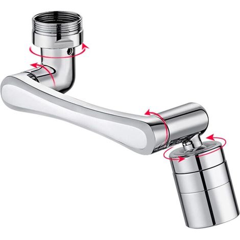 Aerateur pour Robinet 2 en 1 Filtre Anti-éclaboussures Universel, Robinet Rotatif à 1440° Salle de Bain, 2 Modes Réglable Rotation Robinet de Cuisine, Adaptateur de Bec de Robinet Economiseur D'eau