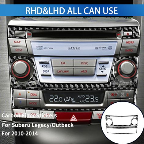 (Panneau CD) Autocollants en fibre de carbone pour pommeau de levier de vitesses central, boîte de commande et panneau, compatibles avec les accessoires Subaru Legacy Outback 2010-2014 (1/5)